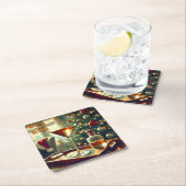 Retro 50s Manhattan Martini voor de Kerstman Kartonnen Onderzetters (Insitu)