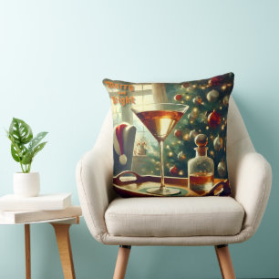 Retro 50s Manhattan Martini voor de Kerstman Kussen