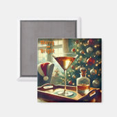 Retro 50s Manhattan Martini voor de Kerstman Magneet (Voorkant / Achterkant)