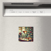 Retro 50s Manhattan Martini voor de Kerstman Magneet (Insitu (Vaatwasser))