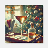 Retro 50s Manhattan Martini voor de Kerstman Magneet (Voorkant)