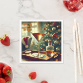 Retro 50s Manhattan Martini voor de Kerstman Servet (Insitu)