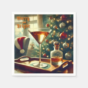 Retro 50s Manhattan Martini voor de Kerstman Servet
