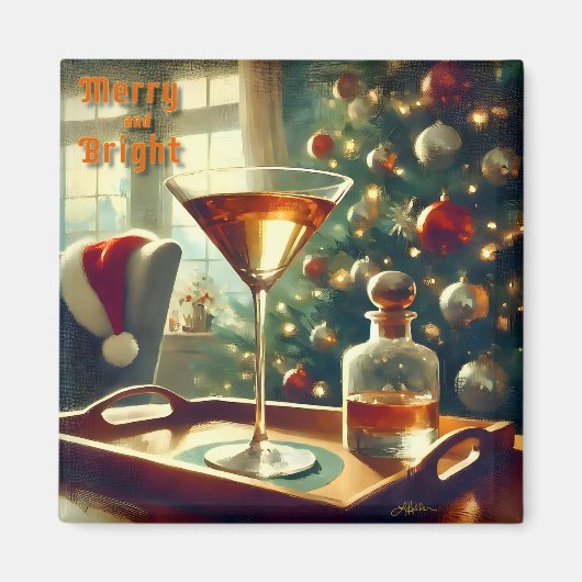 Retro 50s Manhattan Martini Voor Sinterklaas Magneet (Voorkant)