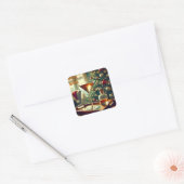 Retro 50s Manhattan Martini Voor Sinterklaas Vierkante Sticker (Envelop)