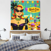 Retro 50s Mardi Gras Cocktail Party Canvas Afdruk (Insitu (Slaapkamer))