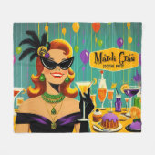 Retro 50s Mardi Gras Cocktail Party Fleece Deken (Voorkant (Horizontaal))