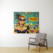 Retro 50s Mardi Gras Cocktail Party Wandkleed (In Situ (horizontaal))