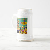 Retro 50s Mardi Gras Martini Cocktail Party Bierpul (Voorkant links)