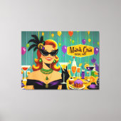 Retro 50s Mardi Gras Martini Cocktail Party Canvas Afdruk (Voorkant)