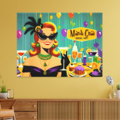 Retro 50s Mardi Gras Martini Cocktail Party Canvas Afdruk (Insitu (Woonkamer))