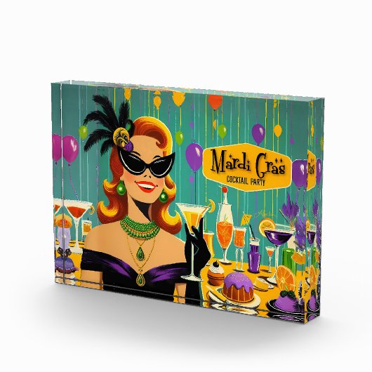 Retro 50s Mardi Gras Martini Cocktail Party Fotoblokken (Rechts)