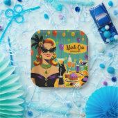 Retro 50s Mardi Gras Martini Cocktail Party Papieren Bordje (Feest)