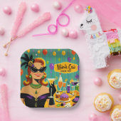 Retro 50s Mardi Gras Martini Cocktail Party Papieren Bordje (Feest)