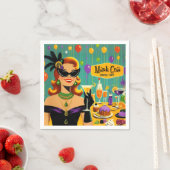 Retro 50s Mardi Gras Martini Cocktail Party Servet (Insitu)