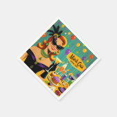 Retro 50s Mardi Gras Martini Cocktail Party Servet (Hoek)