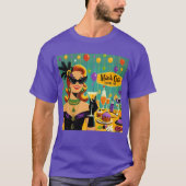 Retro 50s Mardi Gras Martini Cocktail Party T-shirt (Voorkant)