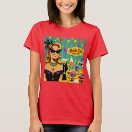 Retro 50s Mardi Gras Martini Cocktail Party T-shirt