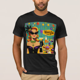 Retro 50s Mardi Gras Martini Cocktail Party T-shirt