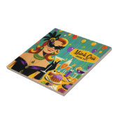 Retro 50s Mardi Gras Martini Cocktail Party Tegeltje (Zijkant)