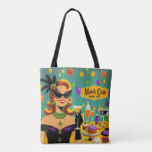 Retro 50s Mardi Gras Martini Cocktail Party Tote Bag (Achterkant)