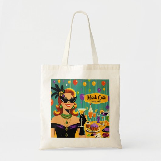 Retro 50s Mardi Gras Martini Cocktail Party Tote Bag (Voorkant)