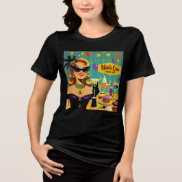 Retro 50s Mardi Gras Martini Cocktail Party Tri-Blend Shirt