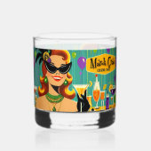 Retro 50s Mardi Gras Martini Cocktail Party Whisky Glas (Achterkant)