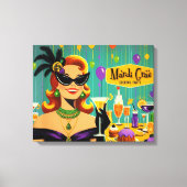 Retro 50s Mardi Gras Martini Cocktailparty Canvas Afdruk (Voorkant)