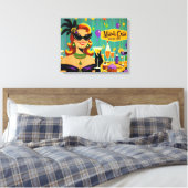 Retro 50s Mardi Gras Martini Cocktailparty Canvas Afdruk (Insitu (Slaapkamer))