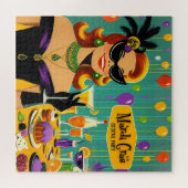 Retro 50s Mardi Gras Martini Cocktailparty Legpuzzel (Horizontaal)