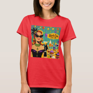 Retro 50s Mardi Gras Martini Cocktailparty T-shirt