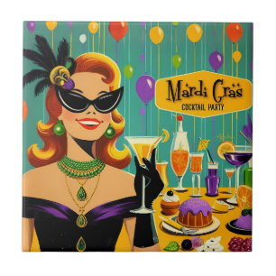 Retro 50s Mardi Gras Martini Cocktailparty Tegeltje