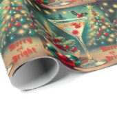 Retro 50s Merry Bright Christmas Cocktail Martini Cadeaupapier (Rol Hoek)