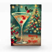 Retro 50s Merry Bright Christmas Cocktail Martini Fotoblokken (Voorkant)