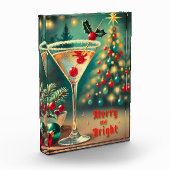 Retro 50s Merry Bright Christmas Cocktail Martini Fotoblokken (Links)
