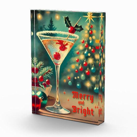 Retro 50s Merry Bright Christmas Cocktail Martini Fotoblokken (Rechts)