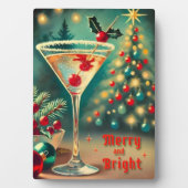 Retro 50s Merry Bright Christmas Cocktail Martini Fotoplaat (voorkant)