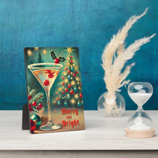 Retro 50s Merry Bright Christmas Cocktail Martini Fotoplaat (Zijkant)