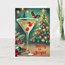 Retro 50s Merry Bright Christmas Cocktail Martini