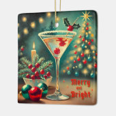Retro 50s Merry Bright Christmas Cocktail Martini Keramisch Ornament (Links)