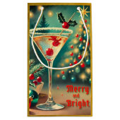 Retro 50s Merry Bright Christmas Cocktail Martini Klein Cadeauzakje (Achterkant)