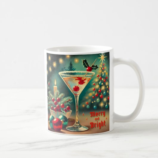Retro 50s Merry Bright Christmas Cocktail Martini Koffiemok (Rechts)