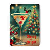 Retro 50s Merry Bright Christmas Cocktail Martini Magneet (Verticaal)