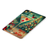 Retro 50s Merry Bright Christmas Cocktail Martini Magneet (Linkerzijde)