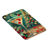 Retro 50s Merry Bright Christmas Cocktail Martini Magneet (Rechterzijde)