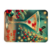 Retro 50s Merry Bright Christmas Cocktail Martini Magneet (Horizontaal)