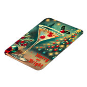 Retro 50s Merry Bright Christmas Cocktail Martini Magneet (Linkerzijde)