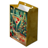 Retro 50s Merry Bright Christmas Cocktail Martini Medium Cadeauzakje (Voorkant Gekanteld)