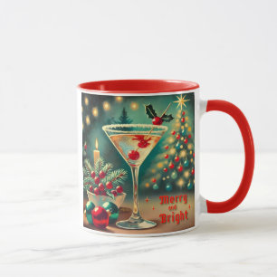 Retro 50s Merry Bright Christmas Cocktail Martini Mok